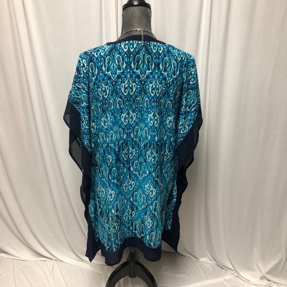 Merona Blue Paisley V-Neck Tunic with Navy Trim - Picture 4 of 6